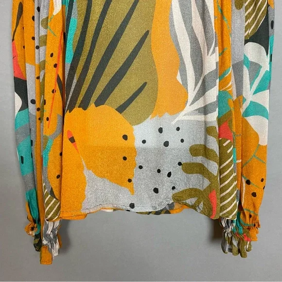 Anthropologie Bl-nk Miranda Peasant Blouse Colorful Abstract Print Size XS Women - Picture 5 of 15